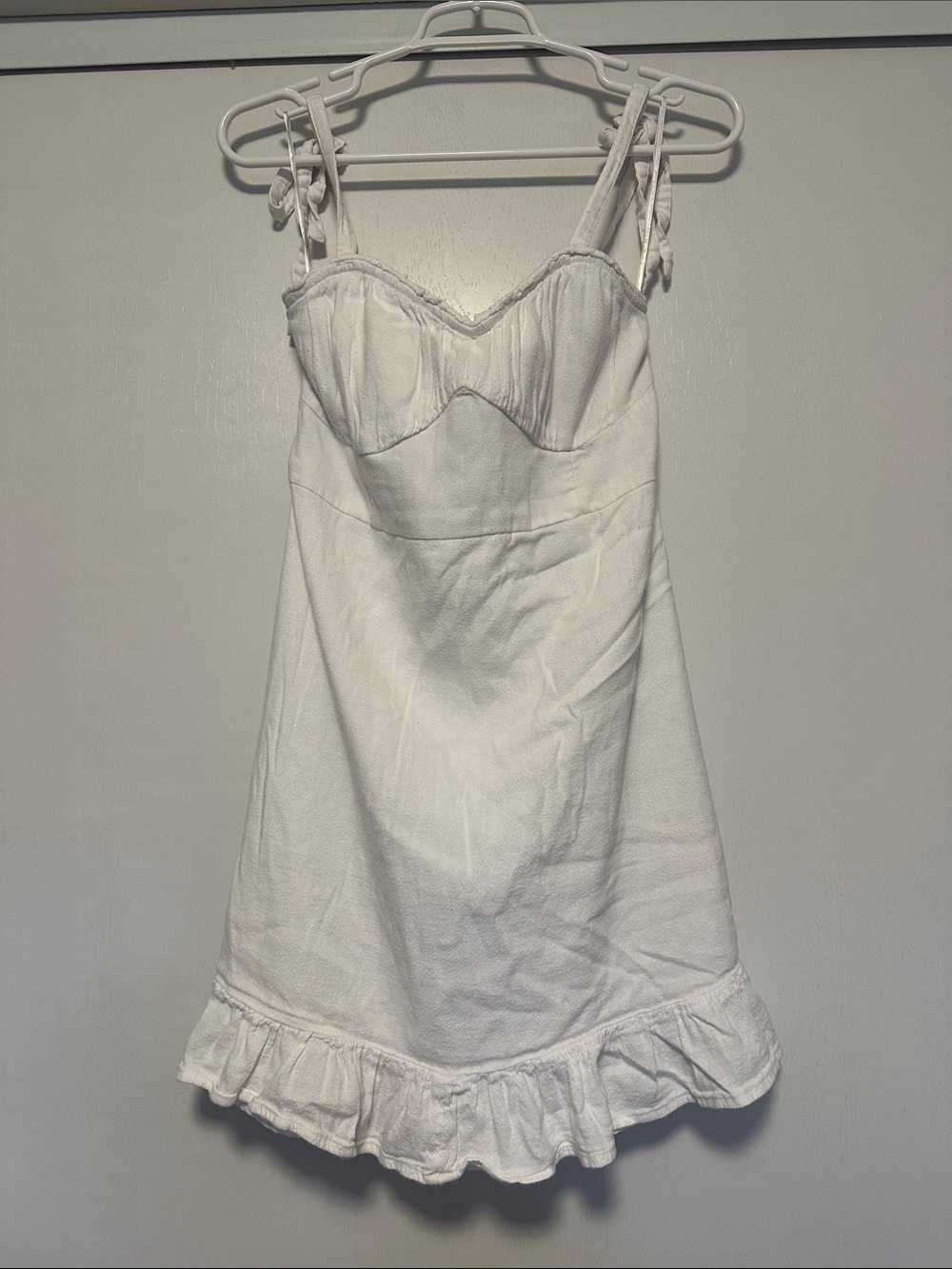 Hollister White Tie-Strap Linen Mini Dress